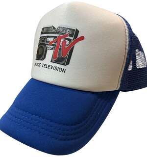 MTV Music Television Boombox Logo Trucker Hat Blue White Snapback